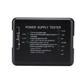 Garsent 24Pin Computer PC Power Supply Tester, PSU/ATX/SATA/HDD Connectors Power Supply Tester with Indicator Light, black