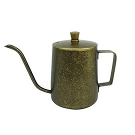 maebata 51643 Brew Coffee Drip Pot with Lid, Stainless Steel, Antique Gold, 21.8 fl oz (630 ml), Fine Mouth