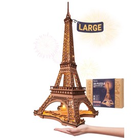 Rolife 3D Wooden Puzzles for Adults, Large Eiffel Tower Set-LED Model Building Sets, Paris Architecture Kits as Home Decor Gift Ideas for Women and Men.