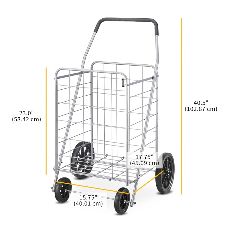 Whitmor Deluxe Utility Foldable Shopping Cart with Wheels, 100 Lb