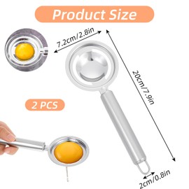 XLIUAX 2 Pcs Egg Yolk Separator, Egg Separator for Raw Eggs Stainless Steel Tool Eggs Whites for Cooking Baker Fitness Yolk Divider Extractor with Handles for Protection Separation Tools