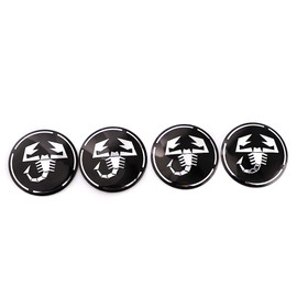 XDG 4X 2.2 Wheel Hub Caps Centre Cover for Abarth Scorpion Logo Circular arc Form 3D Stereo Aluminum Alloy Waterproof Emblem Badge Stickers for Fiat Abarth Punto 124/125/125/500 Stilo Ducato (Black)