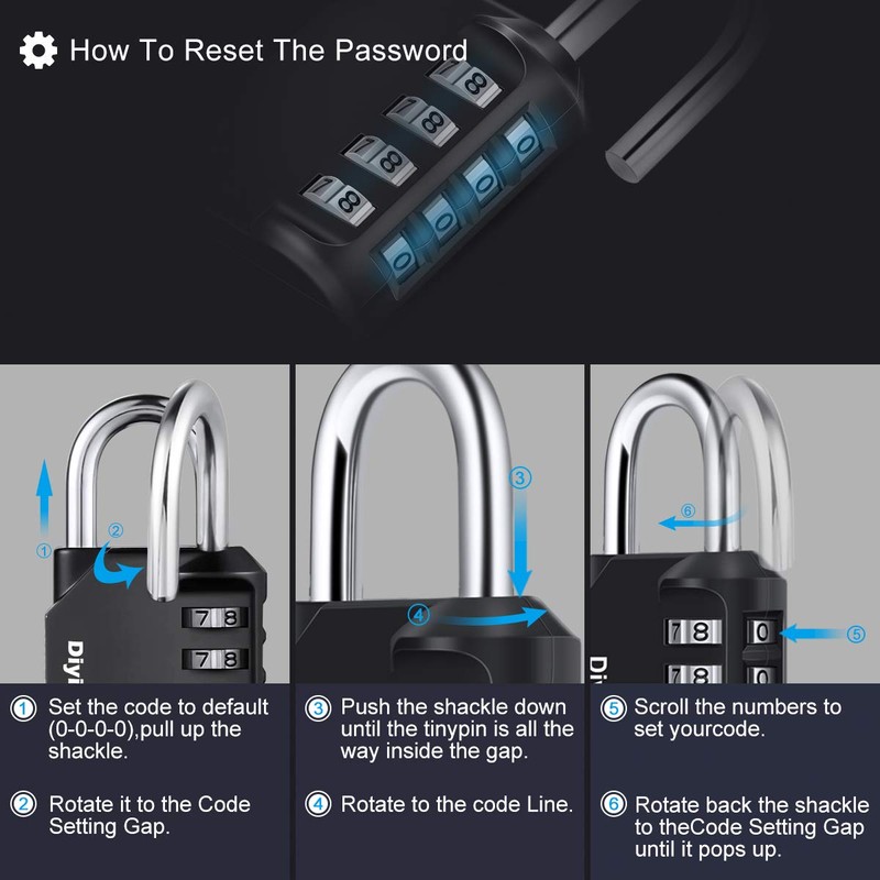 Combination Padlock, [2 Pack] Diyife 4 Digit Lock Combination, Padlock