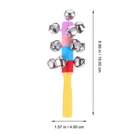 6pcs Wooden Jingle Hand Bells Rattles Toys Handheld Sleigh Bells Christmas Handheld Call Bell Wood Hand Rattle Sticks Educational Toy (Random Color)
