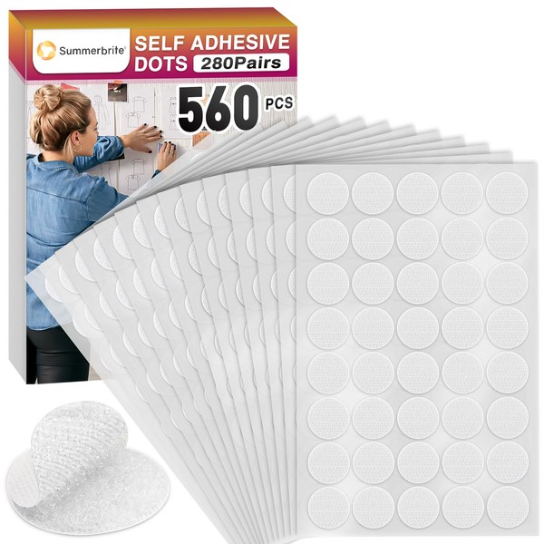 Dots with Adhesive 280 Pairs/560Pcs, 0.78 Inch Round Hook and
