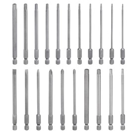 HARFINGTON 21pcs Screwdriver Bit Set SL4/5/6 PH2(4.0/5.0/6.0) H(3.0/4.0/5.0/6.0) TT6-TT40 S2 Steel 1/4" Hex Shank 4" Length Magnetic Slotted Phillips Hex Torx Head Power Drill Bits