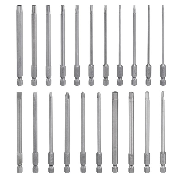 HARFINGTON 21pcs Screwdriver Bit Set SL4/5/6 PH2(4.0/5.0/6.0) H(3.0/4.0/5.0/6.0) TT6-TT40 S2