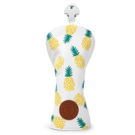 Golf Club Covers Pineapple Embroidery Driver Headcover Fariway Wood Headcover Hybrid Cover Leather Golf Head Cover for Most Brand (for Fariway Wood)