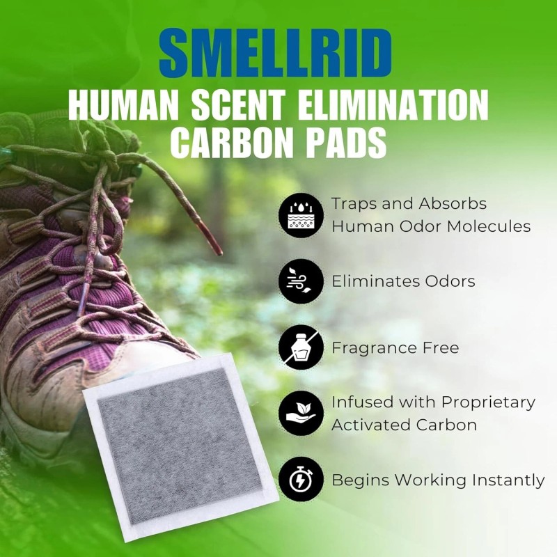 SMELLRID Human Scent Elimination Carbon Pads: 12 (4x4) Pads with