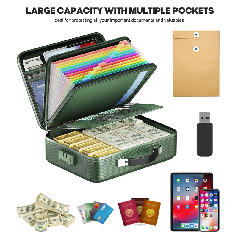 BigPonPon Fireproof Document Box, Hard Case Highly Flame-Resistant Fire Proof