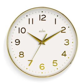 Acctim Rand 20cm Small Wall Clock Foil Embossed Numbers Quartz Movement 22982 (Gold)