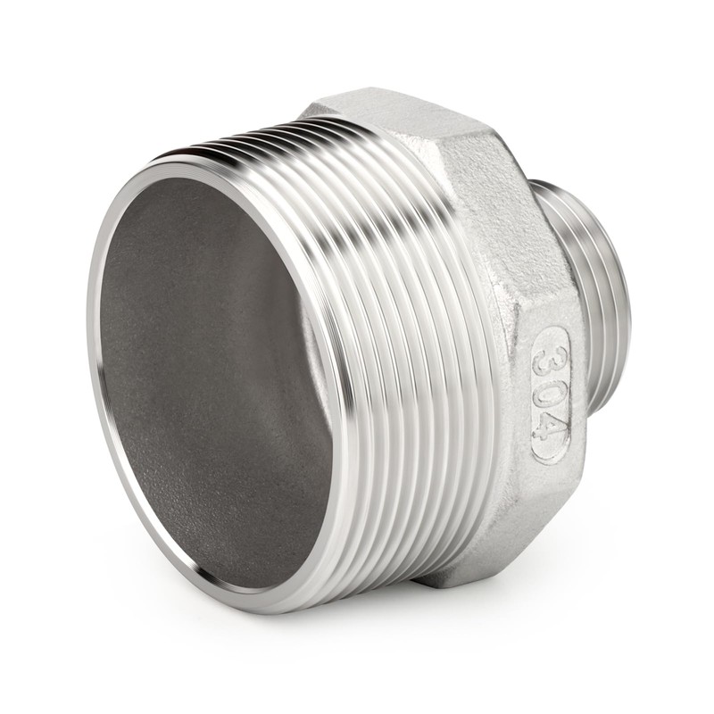 TAISHER 2PCS Cast 304 Stainless Steel Hex Nipple, Reducer Pipe
