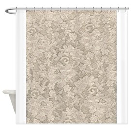 CafePress Vintage Ivory Floral Lace Decorative Fabric Shower Curtain