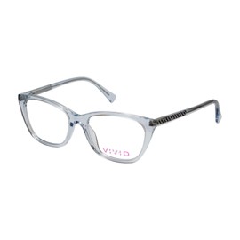 Vivid Designer Reading Eye Glasses 886 in Shiny Light Blue/Crystal Clear 53 mm