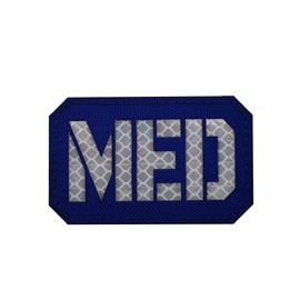 Reflective MED Patch IR Infrared EMT EMS Paramedic Medical Star of Life Embroidered Fabric Morale Emblem Patches Loop Hook Applique Fastener Backing (Blue)