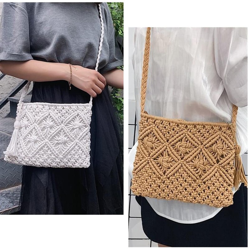oukesin Small Cotton Shoulder Bag for Women Macrame Handmade with