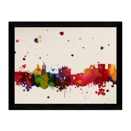 Nacnic Print Granada City. Skyline Watercolor Style and Color explosion. Poster A3 size printed on 250 grams and inks. Home decor. Design the best price.