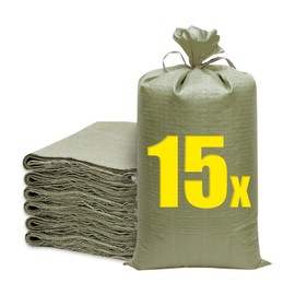 Fabric Bags, Pack of 15 Sandbags, Flood Protection, 60 x 102 cm, Rubble Bags, Sandbag, Flood Protection, Big Pack Bag for Garden, Waste, Flood Protection, Storage