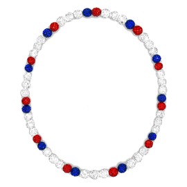 NEXIULT Baseball Bead Necklace, Baseball Necklace for Men, 16/18/20" Baseball Ice Necklace Cool Gifts, Rhinestone Baseball Bling Necklace Inspired Sports Jewelry Gift (White Red Blue, 16 inch)