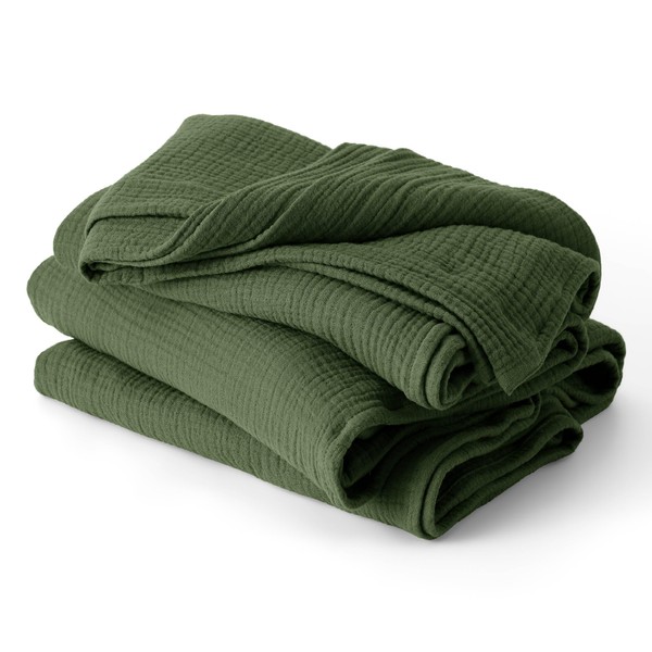 Bedsure 100% Cotton Muslin Throw Blanket Twin XL for Bed