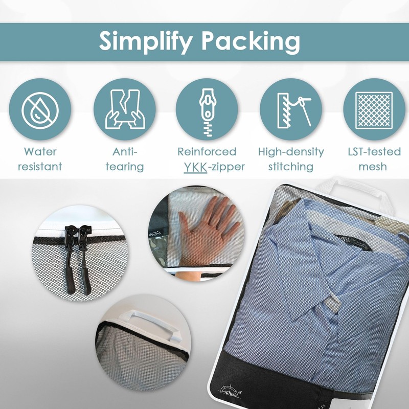 Wanderly Gear Compression Packing Cubes (Black/White 6 piece set)