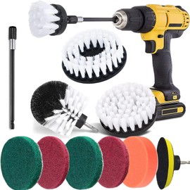 Kit de Cepillo de Taladro Electrico para Limpieza - 11 PCS Cepillo de Perforación Eléctrica con 6 Pulgada Varilla de Extensión, Cepillo para Taladro Multifuncional para Baño, Azulejo, Coche