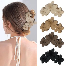 Flower Hair Clips Flower Claw Clips for Women 4pcs Non-Slip Matte Strong Hold Hawaiian Hair Claws
