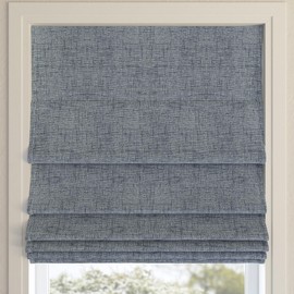 Sun Zero Seraphina Textured 100% Blackout Cordless Roman Shade, 39" x 64", Blue