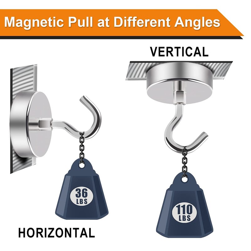 DIYMAG Magnetic Hooks,110 lb Heavy Duty Strong Magnet with Hook