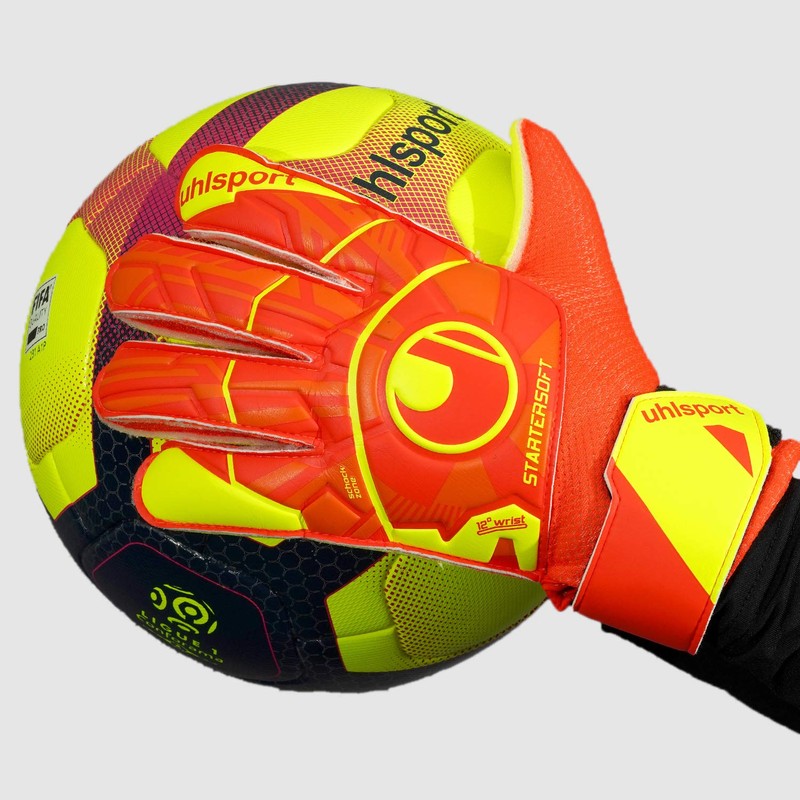 uhlsport Men's Impulse Goalkeeper Gloves, Dynamic Orange/Fluo Yellow, 2