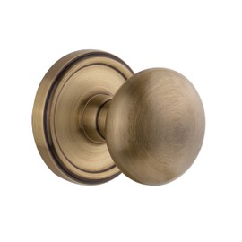 Grandeur 822498, Passage-2.375", Vintage Brass Georgetown Rosette with Fifth Avenue Knob