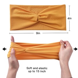 Yeshan 12 Pack Wide Twist Headbands for Women No slip Turban Headband Stretchy Criss Cross Head bands Yoga Workout Sport Hair bands Solid colors Bandana Headbands