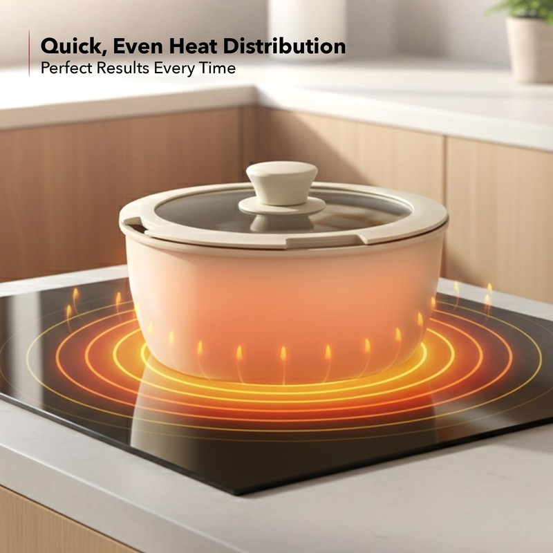 OVENTE 5Pcs Ceramic Pots and Pans Set Non Stick, Induction