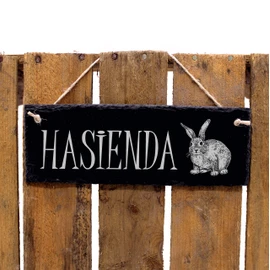 Dekolando Rabbit Sign Made of Slate – Hasienda – Rabbit Hutch Door Sign 22 x 8 cm