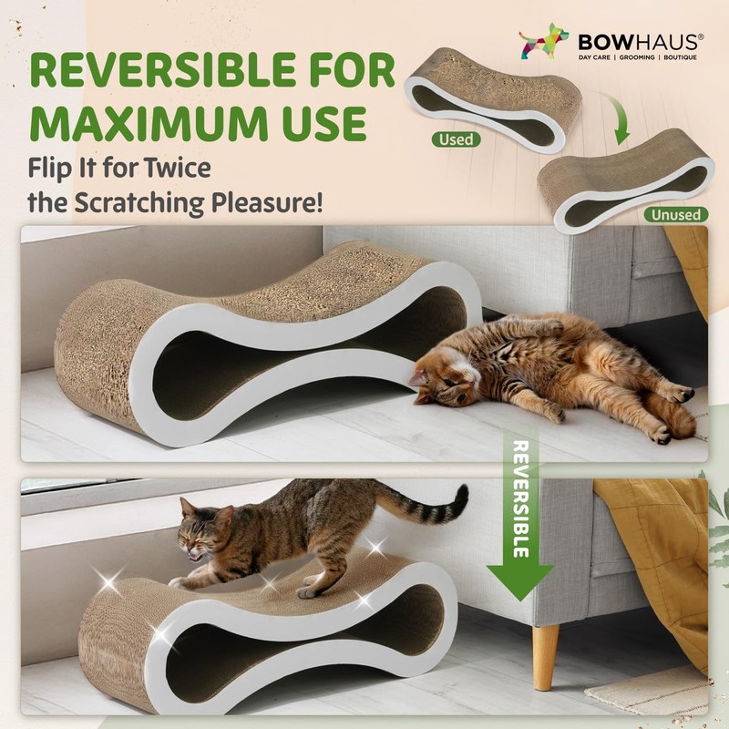 BOWHAUS Infinity Cat Scratcher Lounger, Reversible Scratcher, Infinity Cat Cardboard