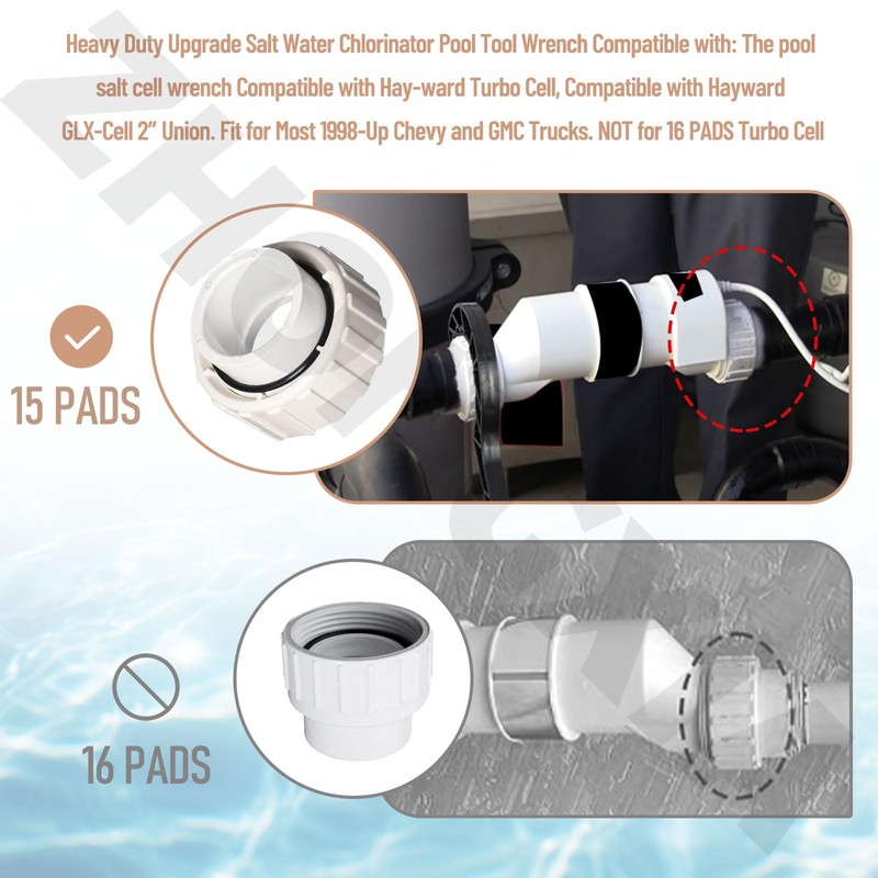 ZHONGXIA Heavy Duty Upgrade Salt Water Chlorinator Pool Tool Wrench