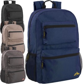 Trail maker 24 Pack Backpacks in Bulk Wholesale Multipocket Backpacks with Side Mesh Pockets for Homeless Adults, Donation (Male Colors Pack)