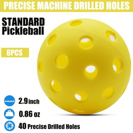 Magicorange Pickleball Balls, 6 Pack 40 Holes Outdoor Pickleballs, High Elasticity & Durable Pickle Balls for All Style Pickleball Paddles (Yellow)