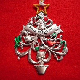 GANZ NEW Colorful Tree Design Ornament from Ganz, "Merry Christmas Grandpa"