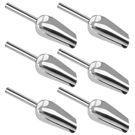 Mini Ice Scoop, 6 Ounce 6 PCS Stainless Steel Ice Scoop Small Metal Food Scoop for Home Kitchen Shop Popcorn Candy Coffee Beans, Dishwasher Safe