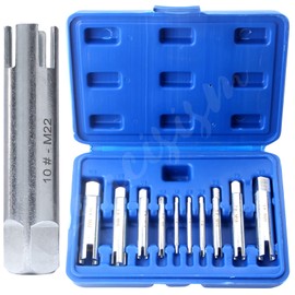 Screw Tap Extractor Set of 10 Broken Head Taps Stripped Screw Remover Kit with Box, High Speed Steel Extractor Tap Drill Set for Industrial Screw Bolt Removal Home Repair Work