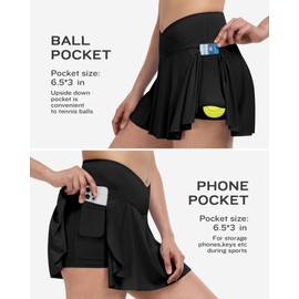ATHVOTAR - Falda de tenis para mujer, con bolsillos, pantalones cortos, cruzados, de talle alto, para golf, atletismo, faldas de entrenamiento, Negro/ gris/ azul oscuro, X-Large
