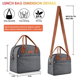 KATUMO Lunch Bag Insulated Tote Bag Reusable Lunch Box with Removable Shoulder Strap Thermal Cooler Bag for Kids and Adult, Ideal for Work/School/Outdoor Activity