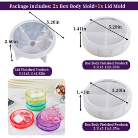 Multi-Layer Box Resin Mold with Lid, Silicone Storage Box Resin Mold, Resin Jar Container Mould for Epoxy Casting, Stackable Organizer Decor Mold for Storage Jewelry Trinket Candy DIY Crafts