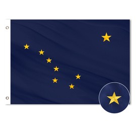 VICDRIA Alaska State Flag 3x5 Ft, Deluxe Embroidered Heavy Duty Polyester Durable AK Outside Flags, Indoor/Outdoor, Sewn Stripes and Brass Grommets