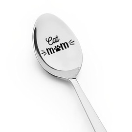 Funny Cat Mom Spoon Gifts for Mom Sister Mothers Mother's Day gifts for Friend Mother Birthday Gift for Cat Lover Gifts for Cat Owner Tea Coffee Spoon for Girlfriend Wife Anniversary Wedding Gift