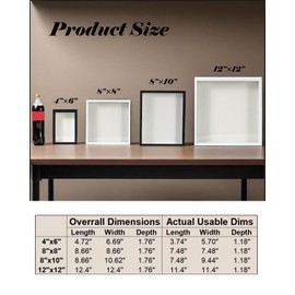 Upgraded 12"x12" Shadow Box Display Frame with Top Slot,MDF and Acrylic Panel, Case for DIY 3D Travel Memorabilia Crafts Tickets Pictures Dry Flowers Awards Medals Shells Piggy Bank, Black