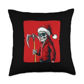 Enter the Xmas with the Grim Reaper and His Scythe Outfit Throw Pillow