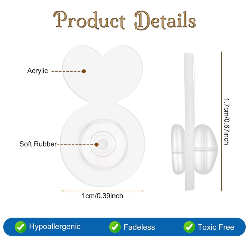 XLIUAX 50Pcs Clear Silicone Earring Backs for Droopy Ears, Earring