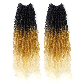 Toyotress Yanky Twist Crochet Hair - 16 Inch 8 Packs Pre-twisted Passion Twist Crochet Hair, Ombre Blonde Pre-Looped Spring Twist Mini Twist Crochet Braiding Hair (16 Inch, OT27/613-2P)
